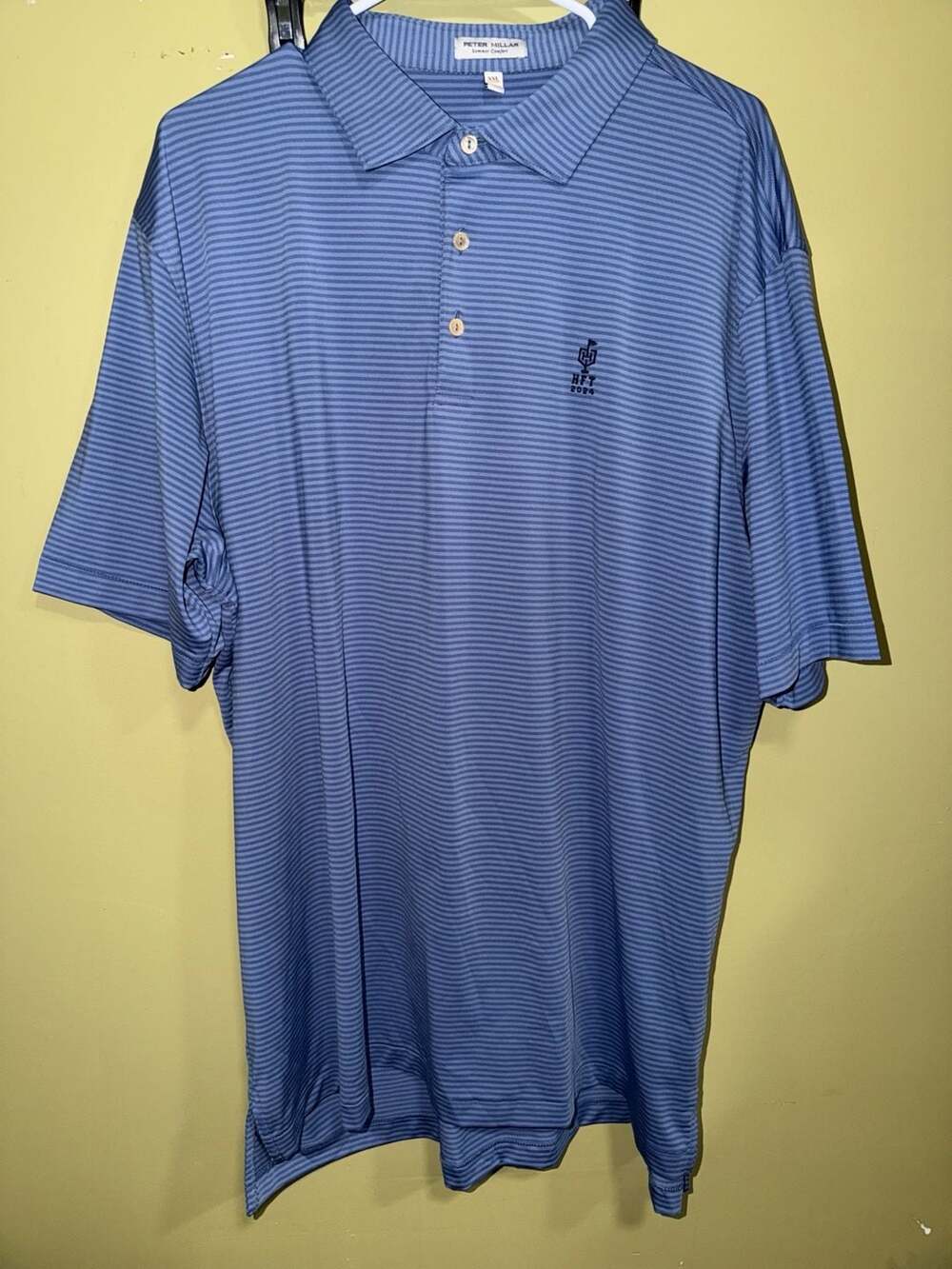 Peter Millar Summer Comfort Blue Striped Men's Golf Polo Shirt HFT 2024 XXL